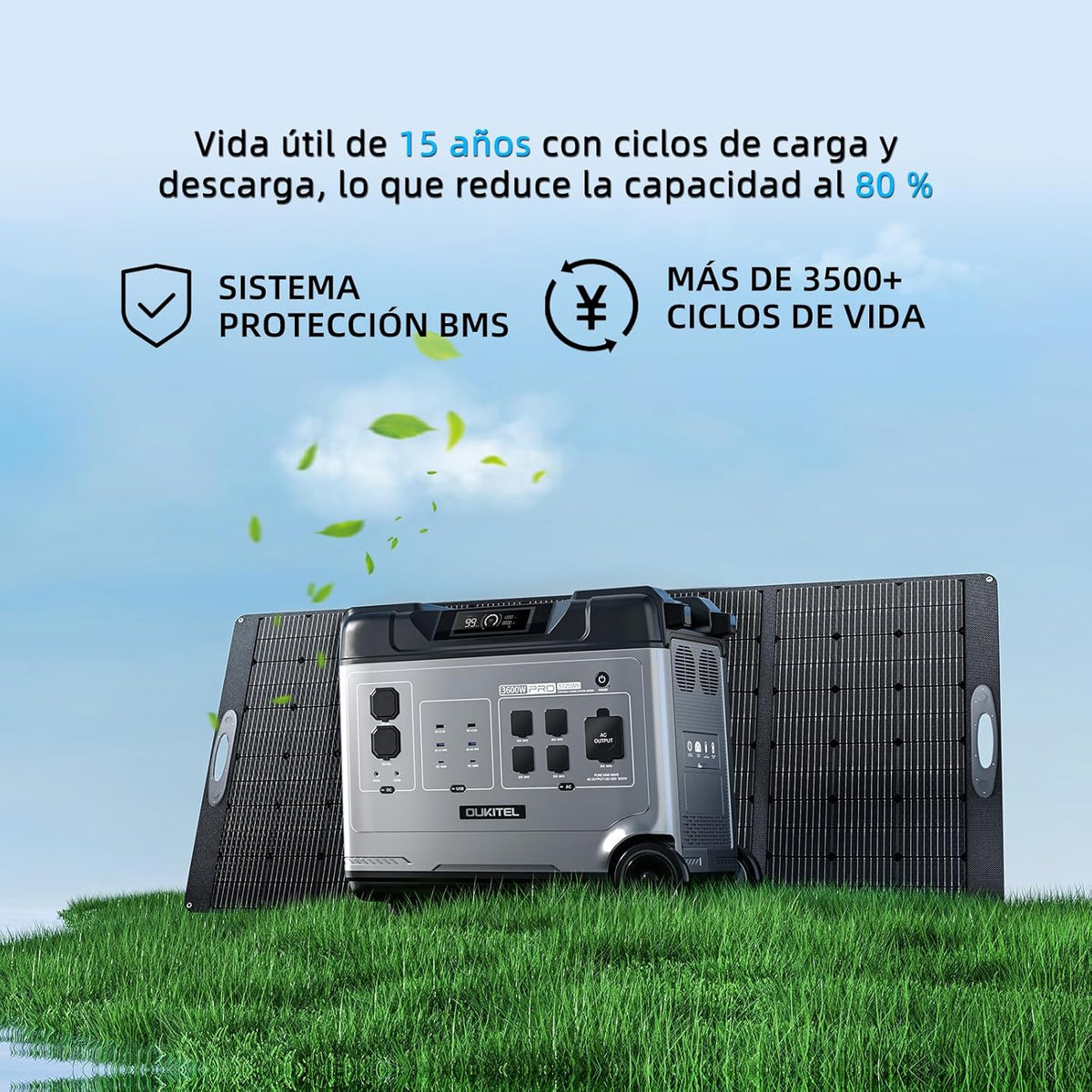 Estacion de Energia Portatil 2000W con 4 Panel de 200W, 5120Wh