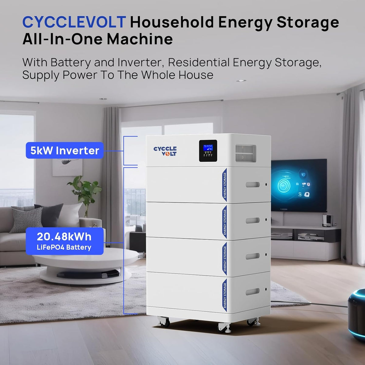 Batería LiFePO4 48V 300Ah con inversor 5kW, batería Litio 15kWh