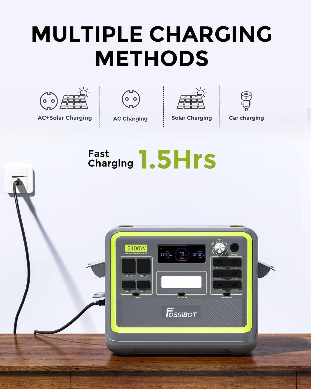 Estacion de Energia Portatil, Panel Solar de 200W, Batería LiFePO4 de 2048Wh
