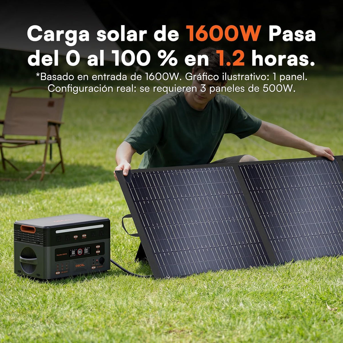 Generador Solar Portatil, 3600W(7200W Pico) Estación de Energía 2016Wh