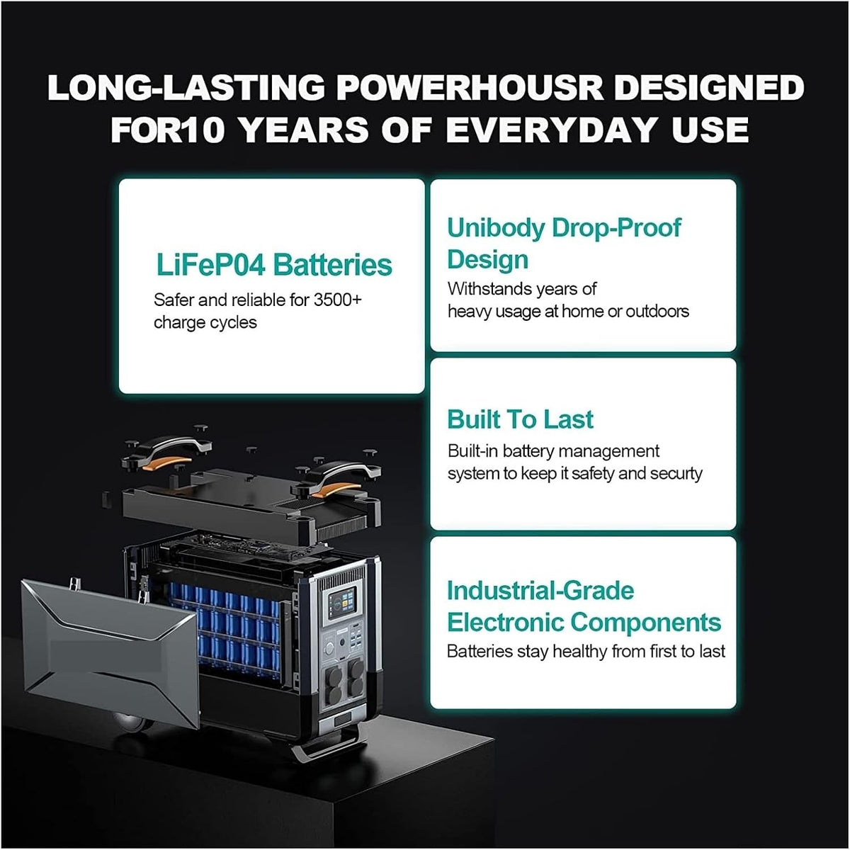 Generador Solar R4000 con Panel De 400 W, 4 Salidas CA 4000 (sobretensión 6000 W)