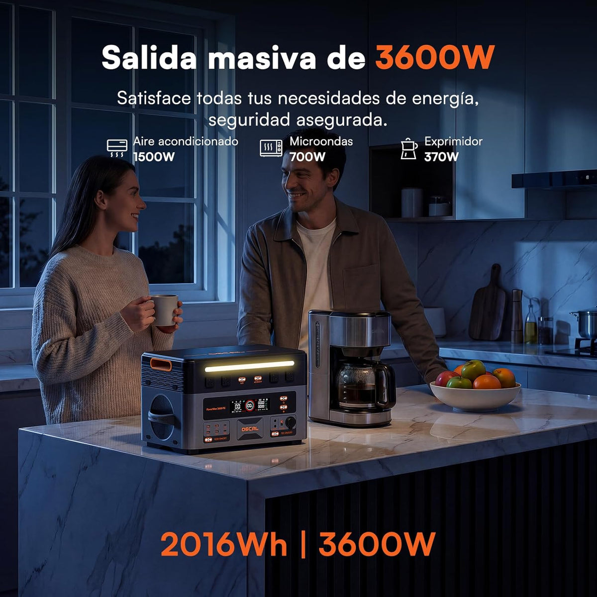 Estación de Energía Portátil con 1 Panel 500W, Generador Solar 2016Wh, Batería LiFePO4
