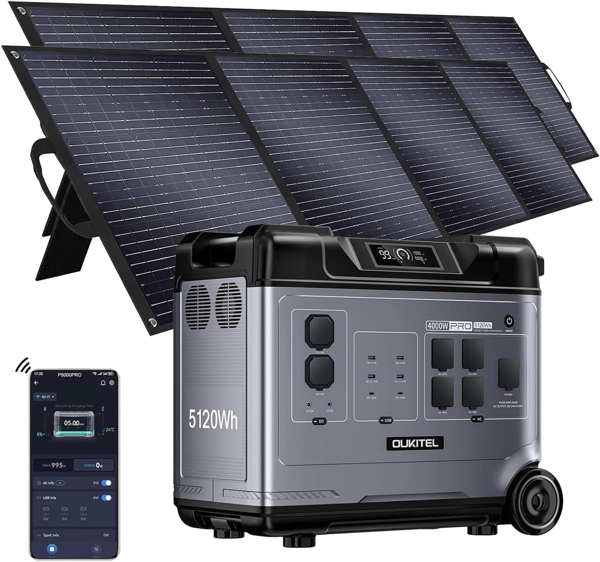 Estación de Energía Portátil 5120Wh, Generador Solar 4000W