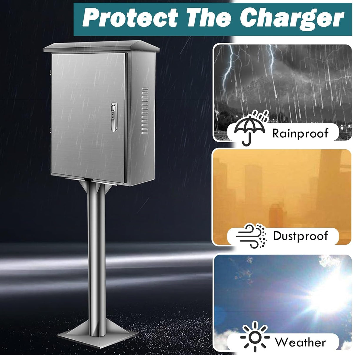 Soporte de cargador de vehículo eléctrico con cerradura para exteriores