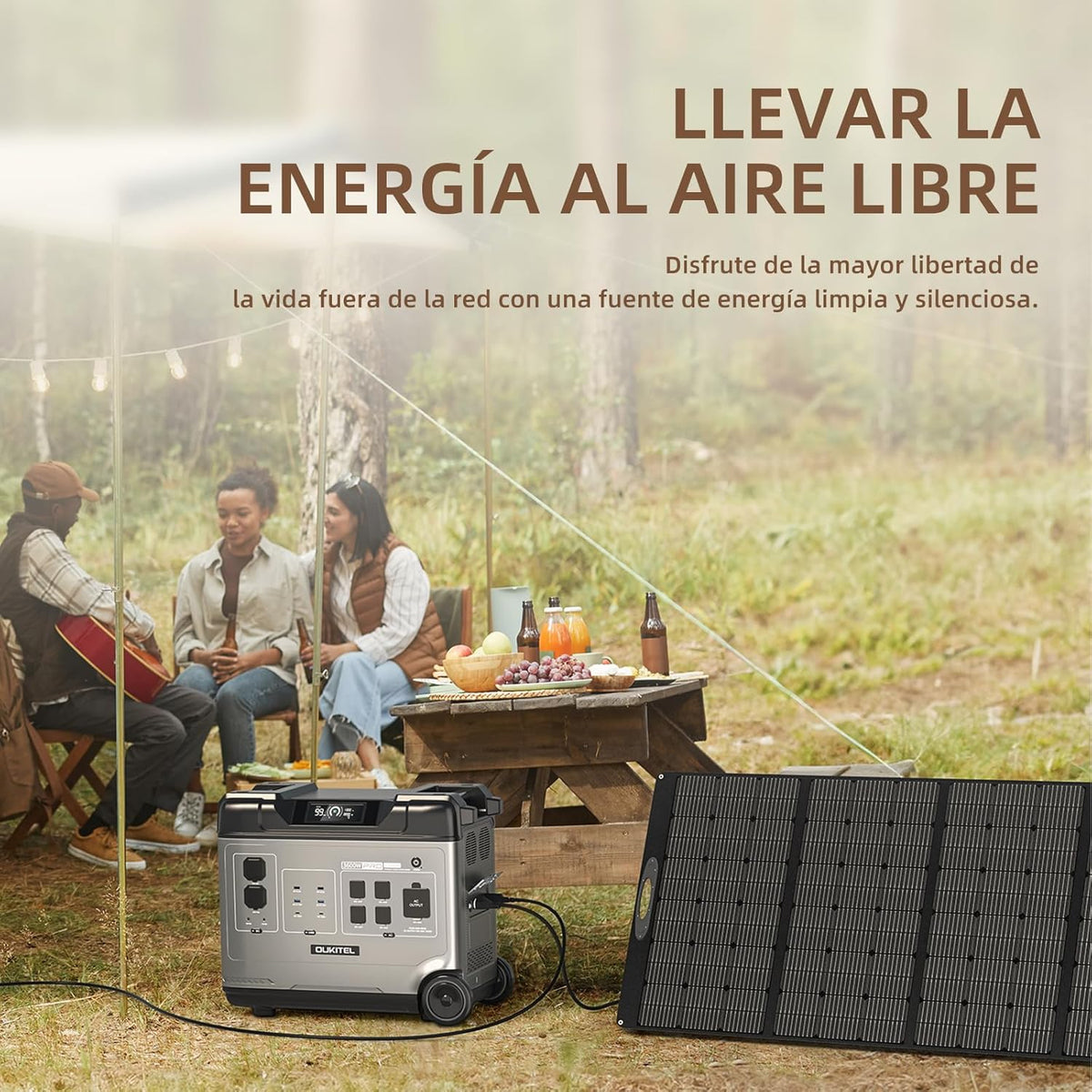 Estacion de Energia Portatil 2000W con 4 Panel de 200W, 5120Wh