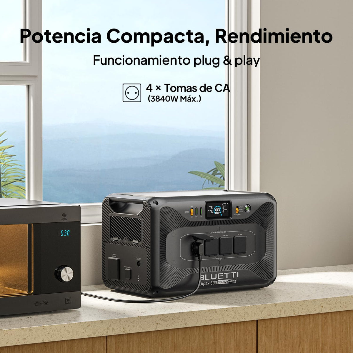 Generador Solar con 2 Panels Solares de 200W, 5529,6Wh Batería LFP de Respaldo con 4 Salidas